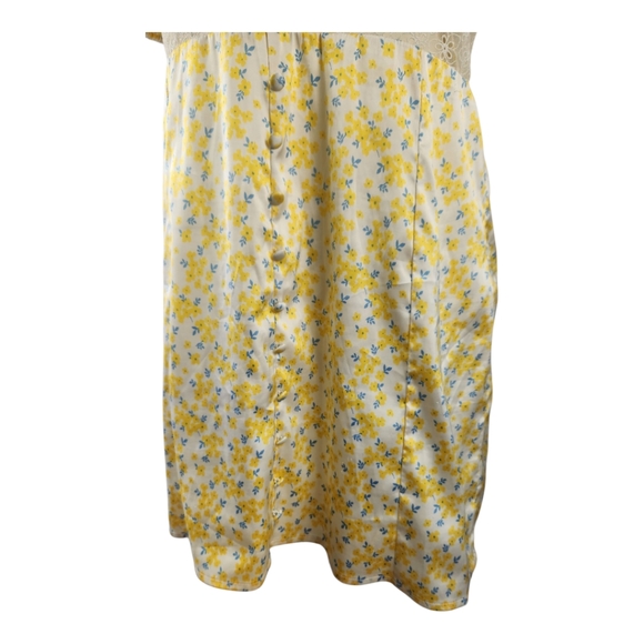 For Love And Lemons Daffodil Mini Dress Large Yellow Floral Lace Puff Sleeves - Picture 5 of 13